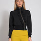 Gracia Fashion Women's Highneck Scuba Assymetrical Ruffled Zip Jacket