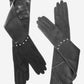 FS03W12 (slate) - Italian leather evening gloves with Swarovski crystal accents 12-button length