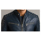 Hugo Blue Leather Jacket - Men Leather Jacket Blue