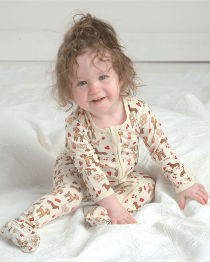 Puppy Bamboo Baby Pajamas – Zipper Footie