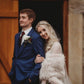 Blush with Black Tips Bridal Faux Fur Shawl (Lilian Blu02)
