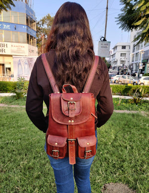 Victoria Small Cute Backpack by Classy Leather Bags, stylish leather backpack with compact design and adjustable straps.