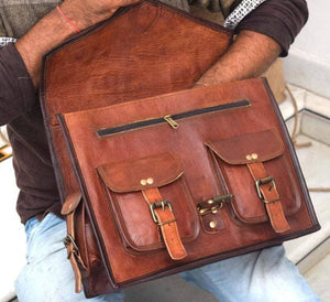 Classy Leather Bags Multi Pockets messenger bag with multiple compartments and adjustable strap, made of durable leather.