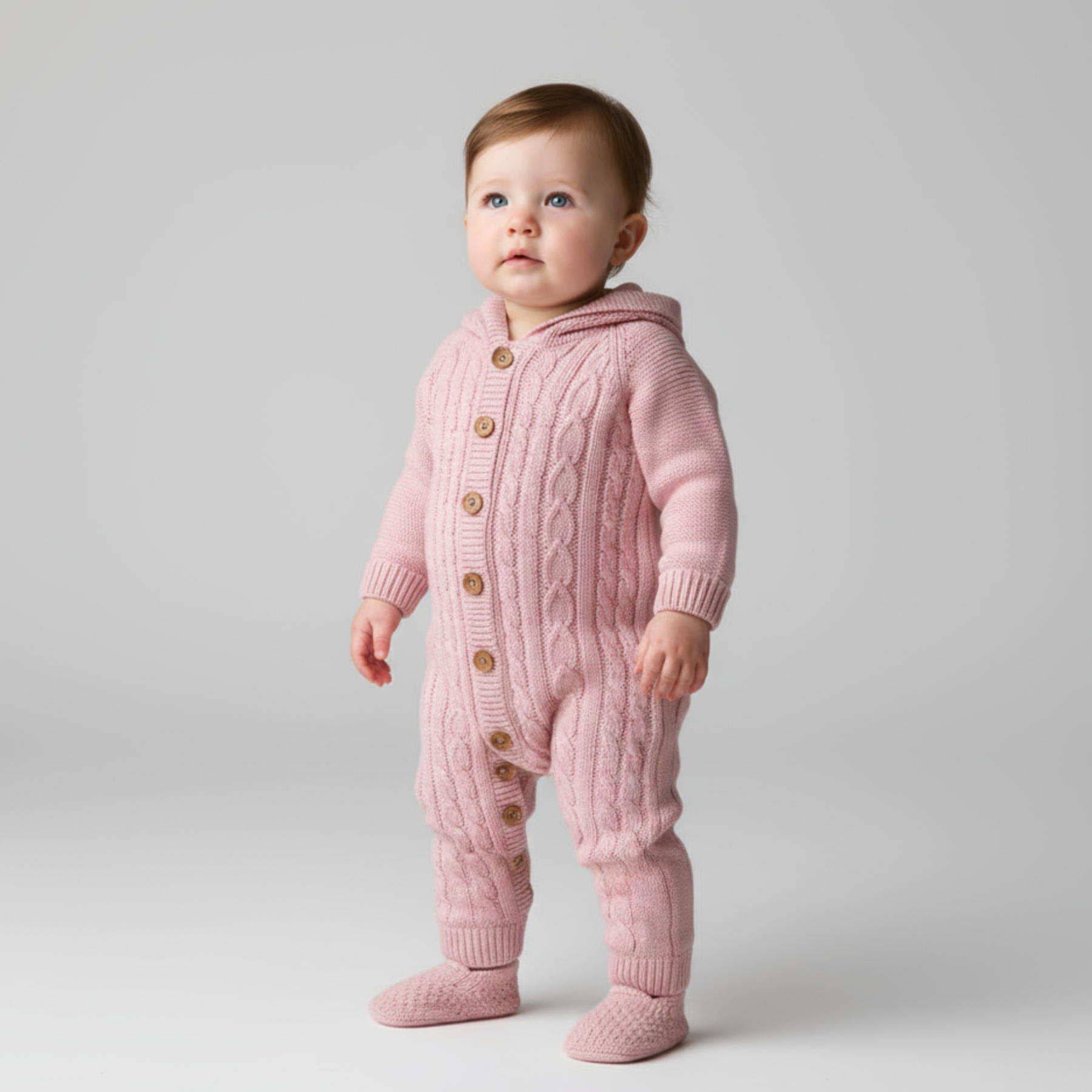 Knit Hoodie Newborn Overall Set-1