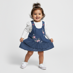 Denim Flower Girls Casual Set - Farnelli