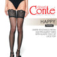 Conte Happy women's polka dot stockings with silicone lace top, black fantasy design