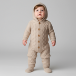 Knit Hoodie Newborn Overall Set-0