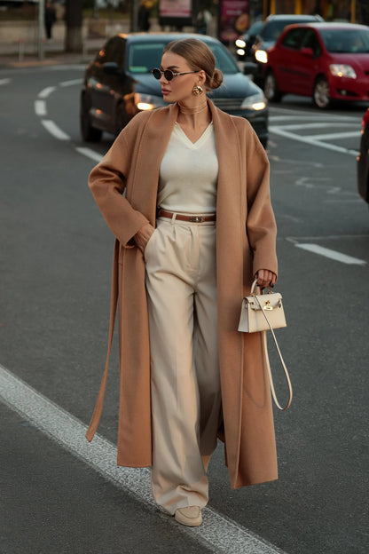 Marley Double Face Cashmere Wool Classic Overcoat in Camel