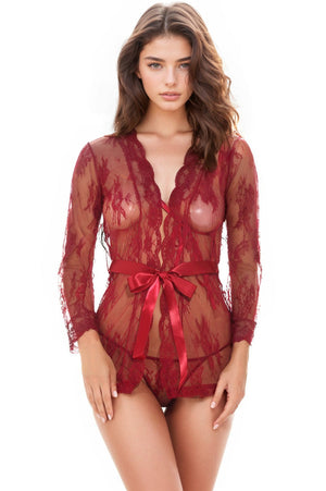 Delicate lace short robe from 3wishes.com, featuring intricate lace details and lightweight fabric, perfect for elegant lingerie.