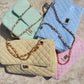 BEACH HAUS Medium Shoreline Flap in blush pink, compact flap bag with a minimalist design