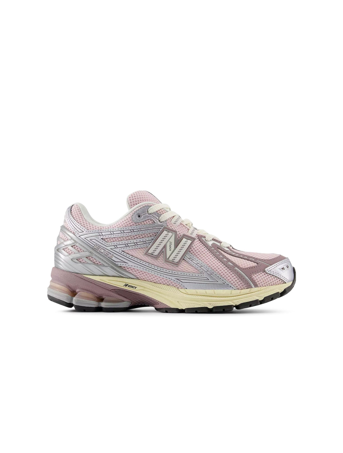 New Balance Women's 1906 Sneakers in silver and pink, stylish athletic footwear with supportive design and trendy color accents.