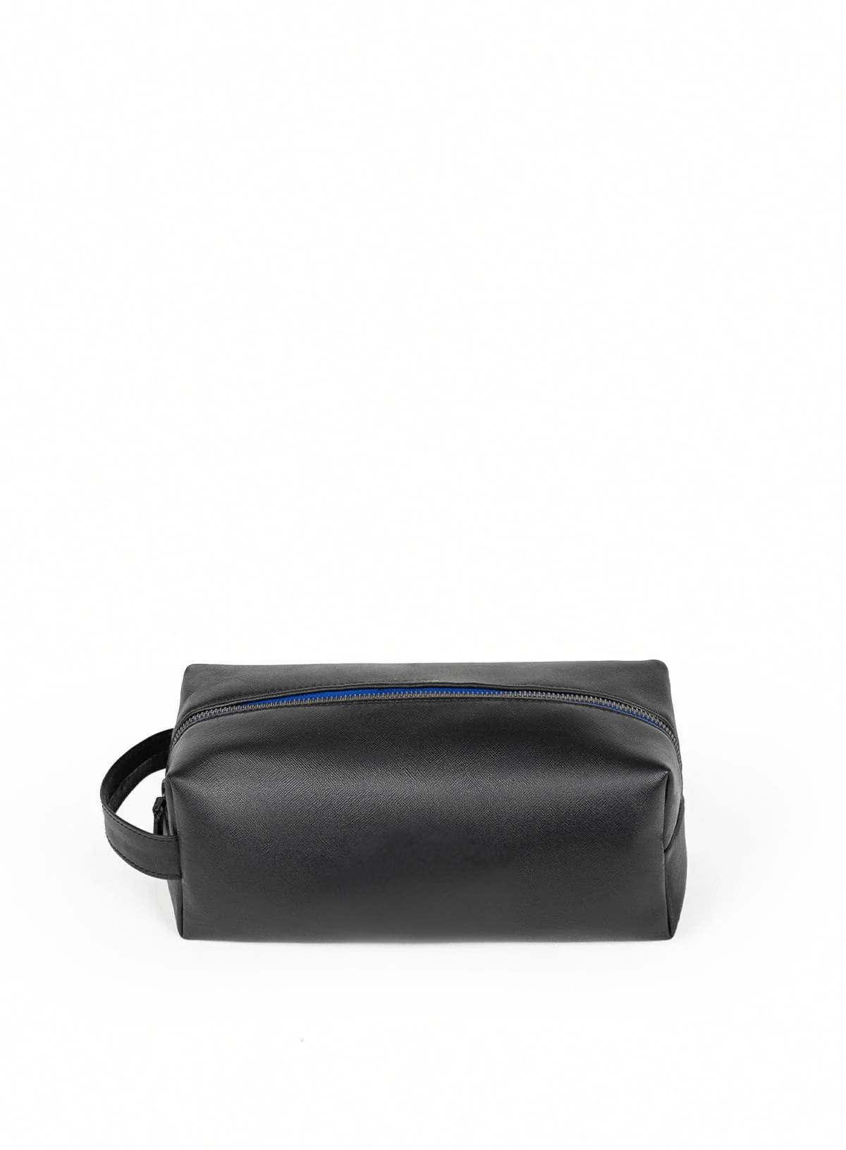 Deux Mains Iron Tight Toiletry Bag in black and blue, front view