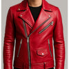 Isaac Red Leather Jacket - Leather Jacket for Men Red - Red
