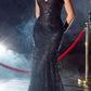 Cinderella Divine J810 Long Fitted Mermaid Gown Metallic Embroidered Lace