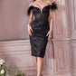 Glitter Print Cocktail Dress With Feather Details - Farnelli