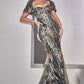 Glitter Printed Gown With Puff Sleeves - Farnelli