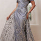 Ladivine J836 Long Off the Shoulder Lace Gown with Over Skirt