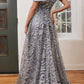 Ladivine J836 Long Off the Shoulder Lace Gown with Over Skirt