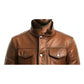 Jacob Leather Brown Jacket - Men Leather Jacket Brown