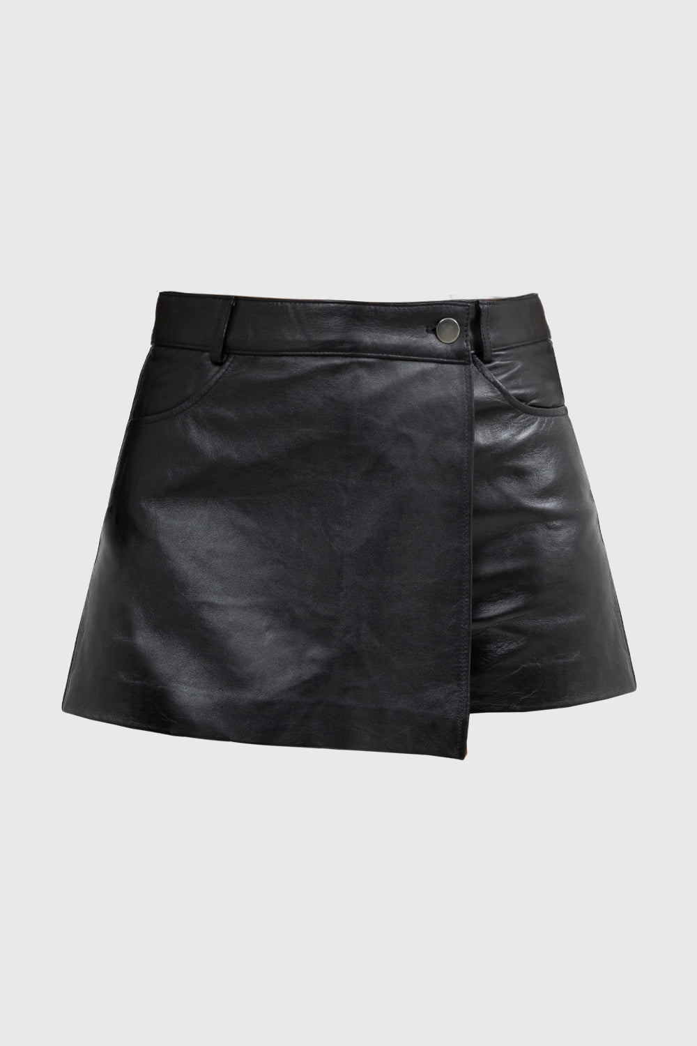 Whet Blu NYC Jade Fashion leather skort, women's leather skirt front view
