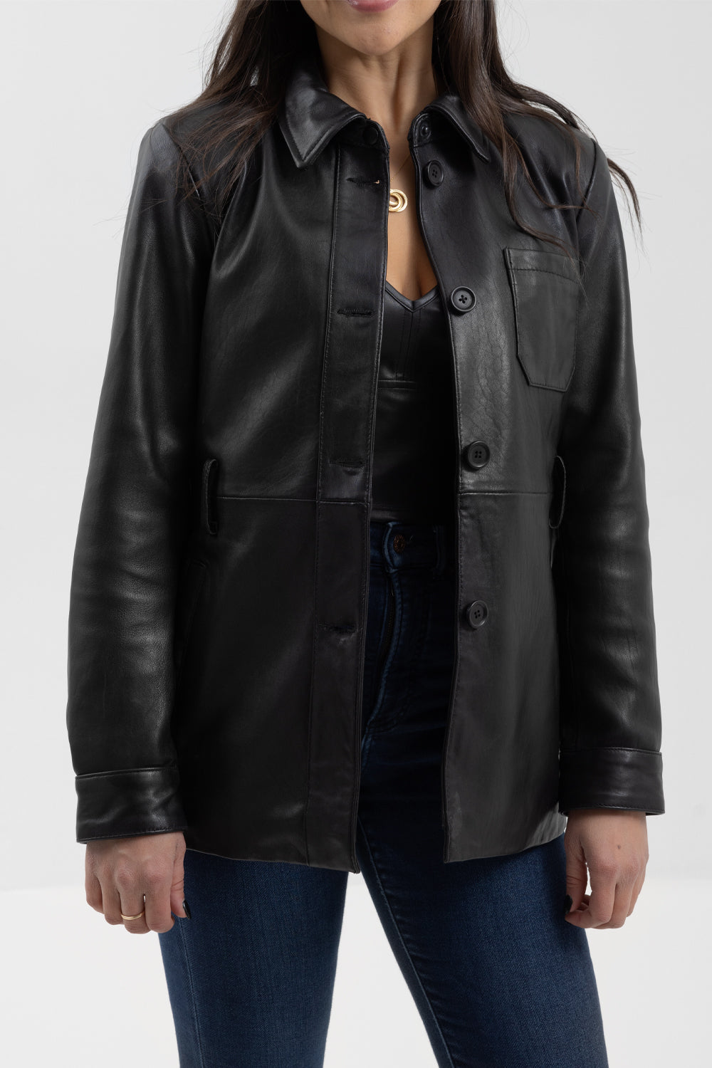 Whet Blu NYC Janely women's fashion leather jacket, front view