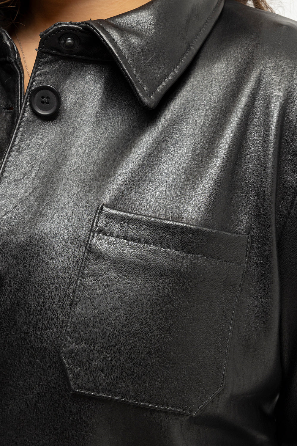 Whet Blu NYC Janely women's fashion leather jacket pocket view