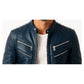 Jaxon Blue Leather Jacket - Men Leather Jacket Blue
