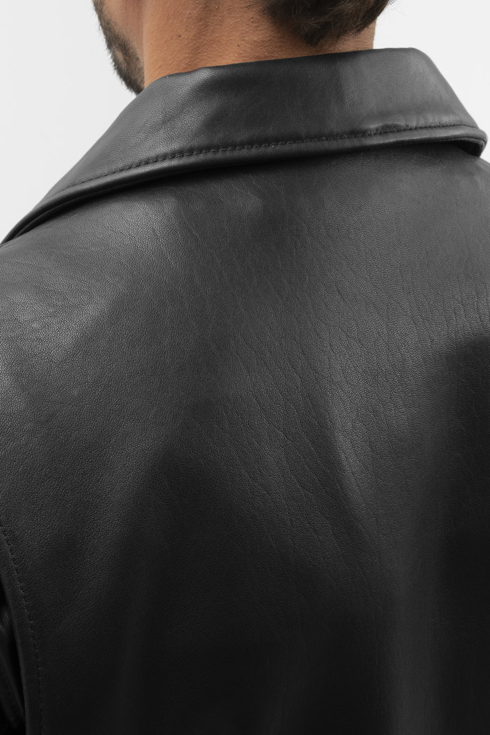 Whet Blu NYC Jay men's fashion leather jacket, upper back side view
