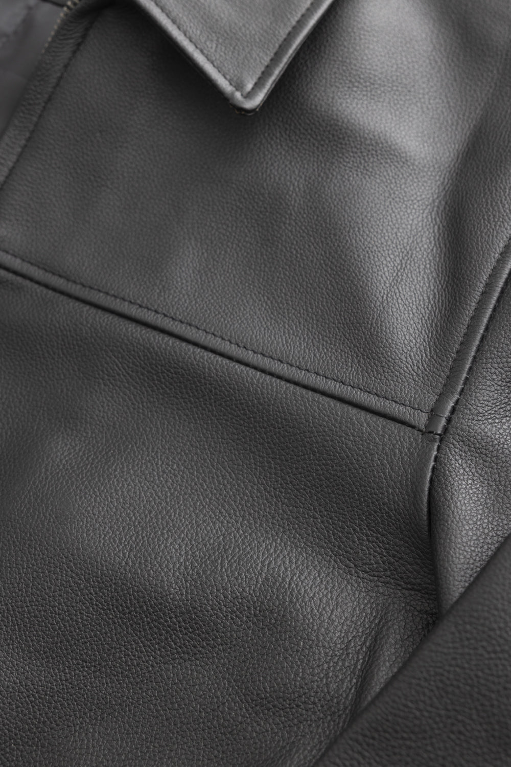 Whet Blu NYC JD men's leather jacket close-up view with textured leather detailing