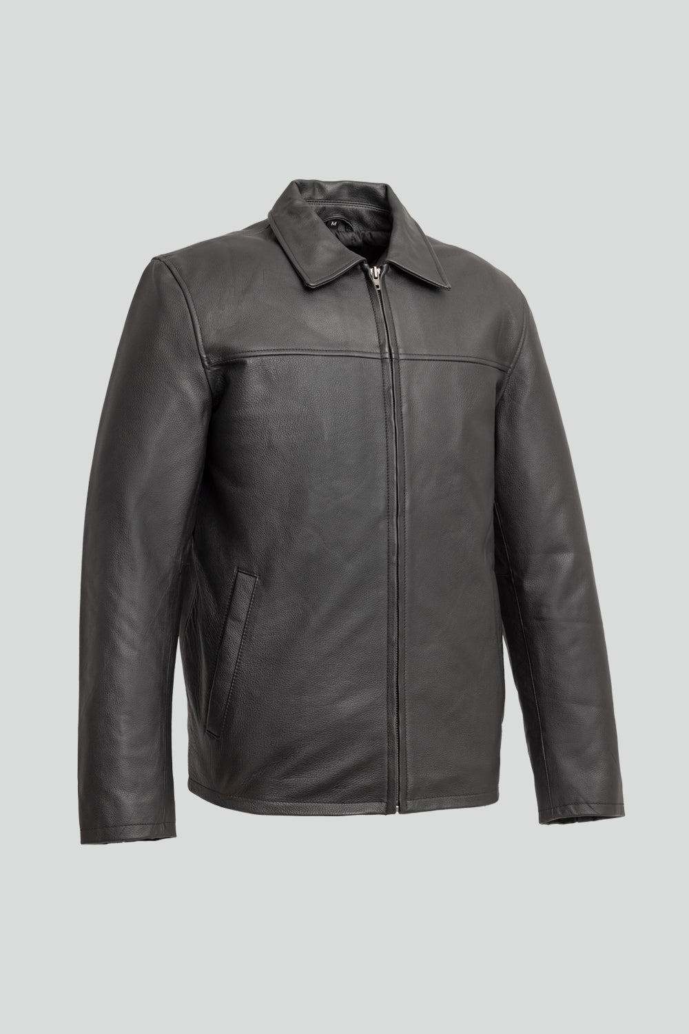 Whet Blu NYC JD men's leather jacket, front view in black leather