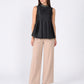 Gracia Fashion Women's Jeweled High Neck Pleated Sleeveless Top