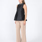 Gracia Fashion Women's Jeweled High Neck Pleated Sleeveless Top