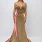 Juliet JT2534K Strapless Sweetheart Boned Corset Satin Prom Gown