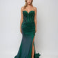 Juliet JT2536K Strapless Sweetheart Corset Back Fitted Satin Prom Gown