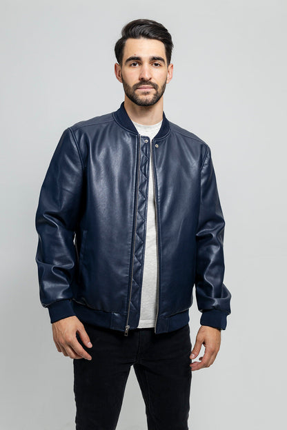 Justin Men's Faux Leather Bomber Jacket