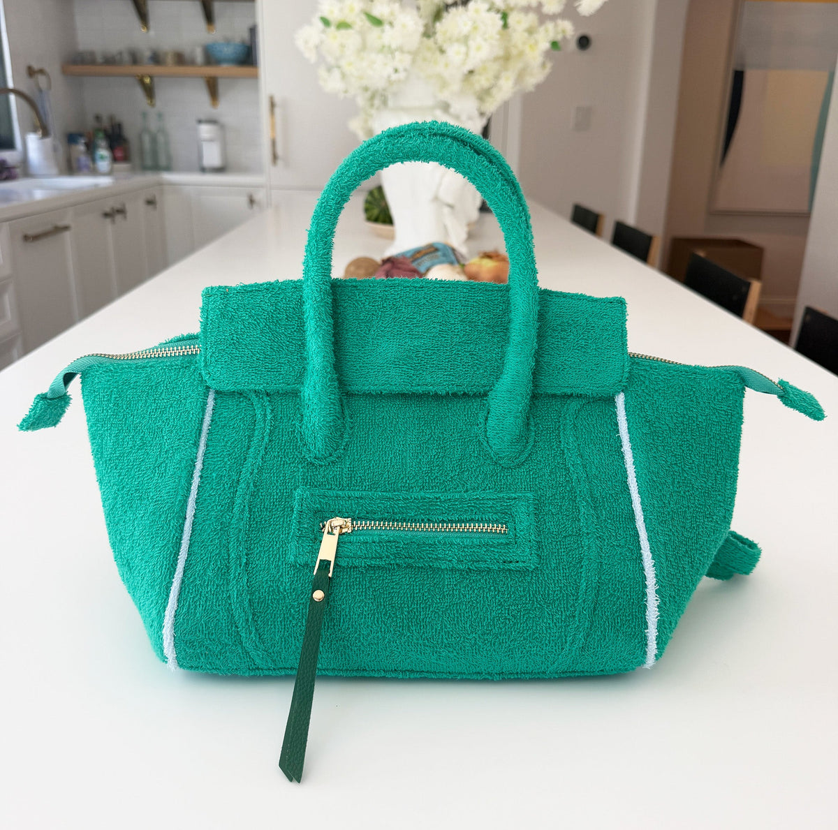 BEACH HAUS Cabana Tote Mini in Kelly Green with structured handles and spacious interior