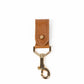 Deux Mains cognac leather key chain, front view