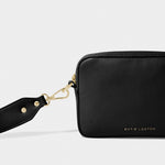 Black Zana Mini Crossbody Bag by KADOU BOUTIQUE with adjustable strap and sleek design, perfect for casual or evening wear.