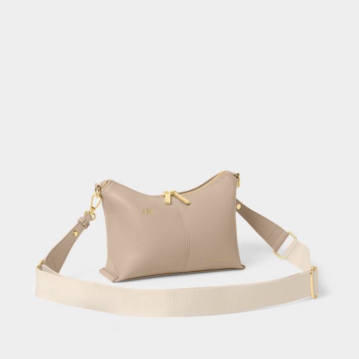 KADOU BOUTIQUE Laila Crossbody Bag in black leather with adjustable strap and silver hardware, stylish and functional accessory.