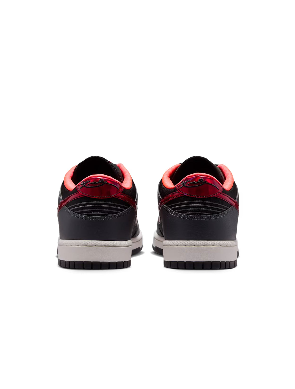 Nike Men's Kobe Dunk Low Protro sneakers in black with hot punch accents, featuring a low-top design and Nike branding.