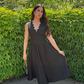 FOR THE RECORD BLACK WOVEN MIDI DRESS