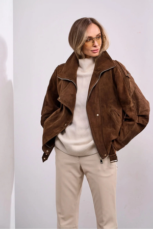 Alaska® Genuine Lamb Leather Suede Coat, stylish men's parka with a soft leather finish and tailored fit.
