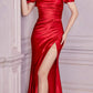 Cinderella Divine KV1056 Fitted Gathered Satin Gown
