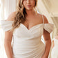 Cinderella Divine KV1057WC Crepe Off the Shoulder Dress