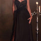 Cinderella Divine KV1059 Long Sheer Slit Embellished Strapless Gown