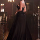 Cinderella Divine KV1059 Long Sheer Slit Embellished Strapless Gown
