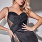 Cinderella Divine KV1059 Long Sheer Slit Embellished Strapless Gown