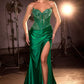 Ladivine KV1136 Strapless Sweetheart Draped Satin Skirt Fitted Evening Gown