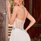 Ladivine KV1143W Fitted Strapless Side Sash with Slit Wedding Gown