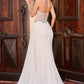 Ladivine KV1143W Fitted Strapless Side Sash with Slit Wedding Gown